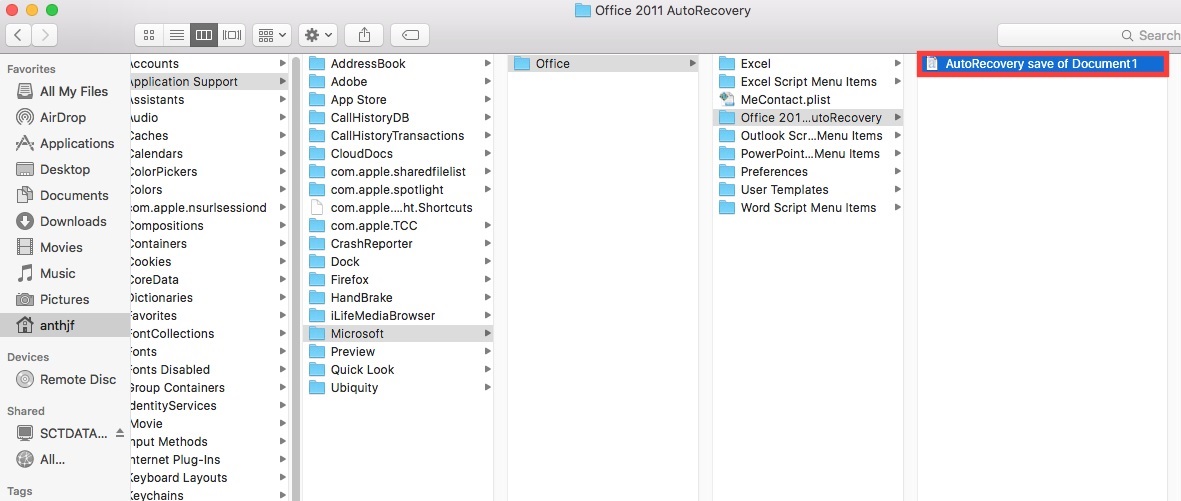 auto recovery for mac word 2011